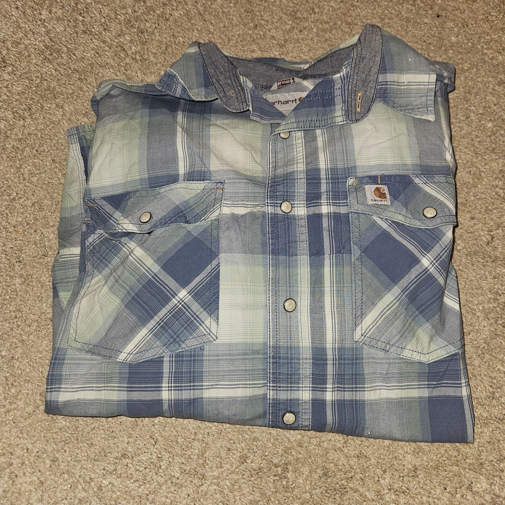 Carhartt Green and Blue Plaid Shirt